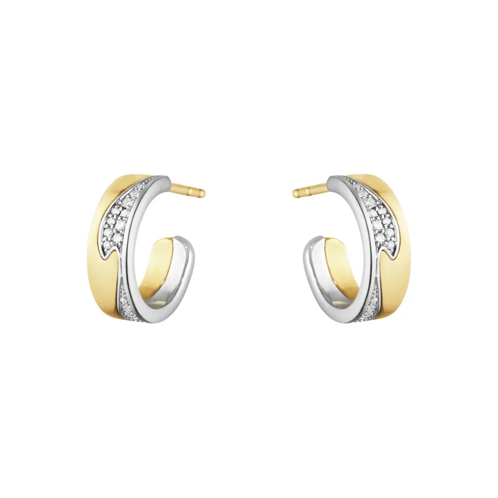 Georg Jensen - FUSION SMALL EARHOOP 1637A YG WG PAVÉ 0.18 CT - 10016433