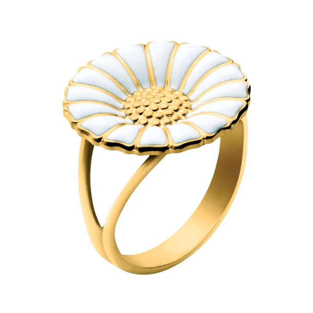 Georg Jensen Daisy Stor Ring i Forgyldt Sølv – Blomsterdesign for Kvinder