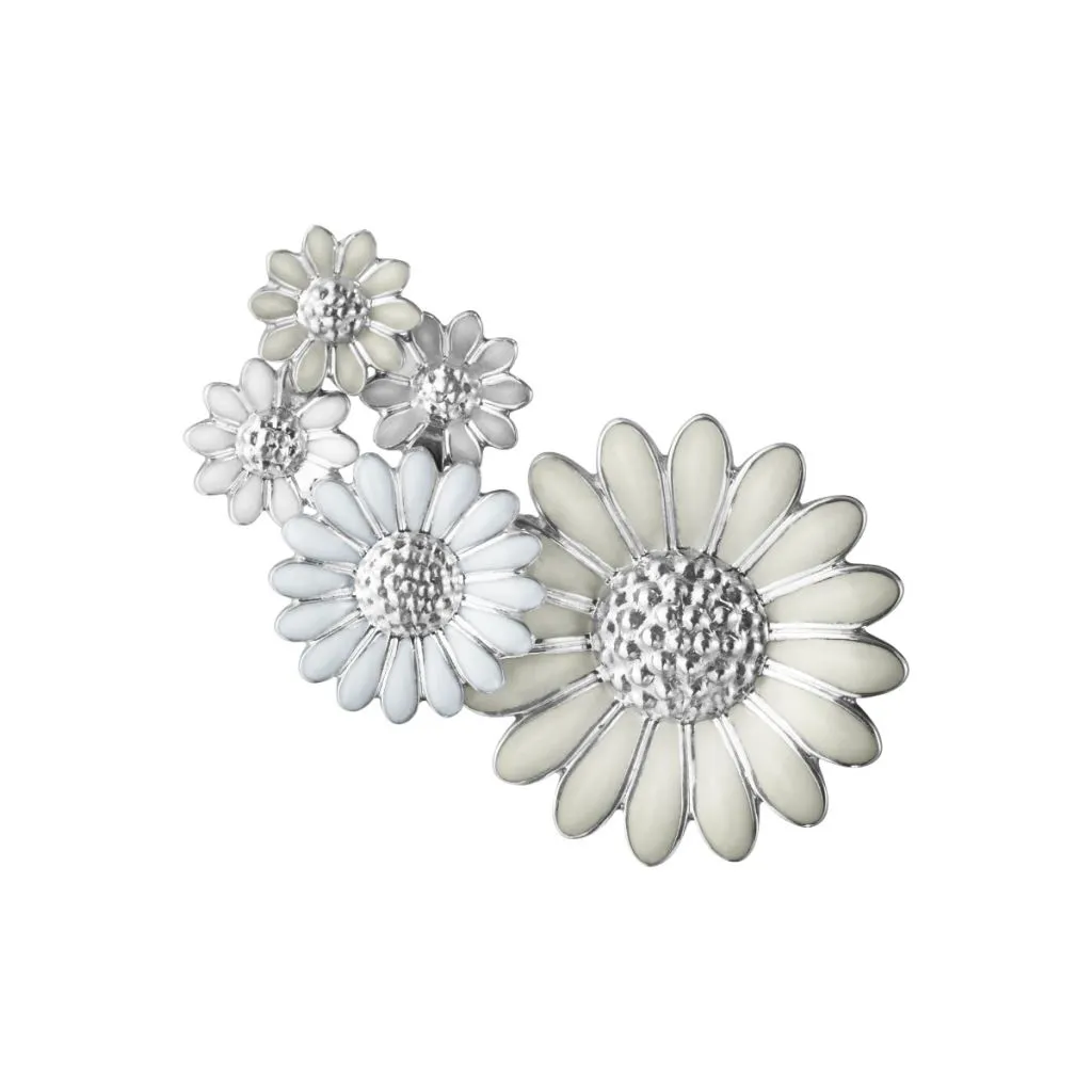 Georg Jensen Daisy Medium Ear Cuff Silver RH White Enamel Right