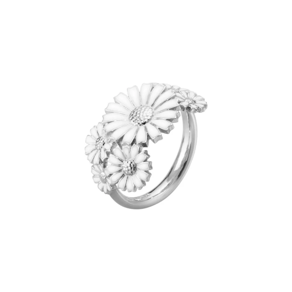 Georg Jensen Daisy ring i sølv med hvid sten til kvinder

