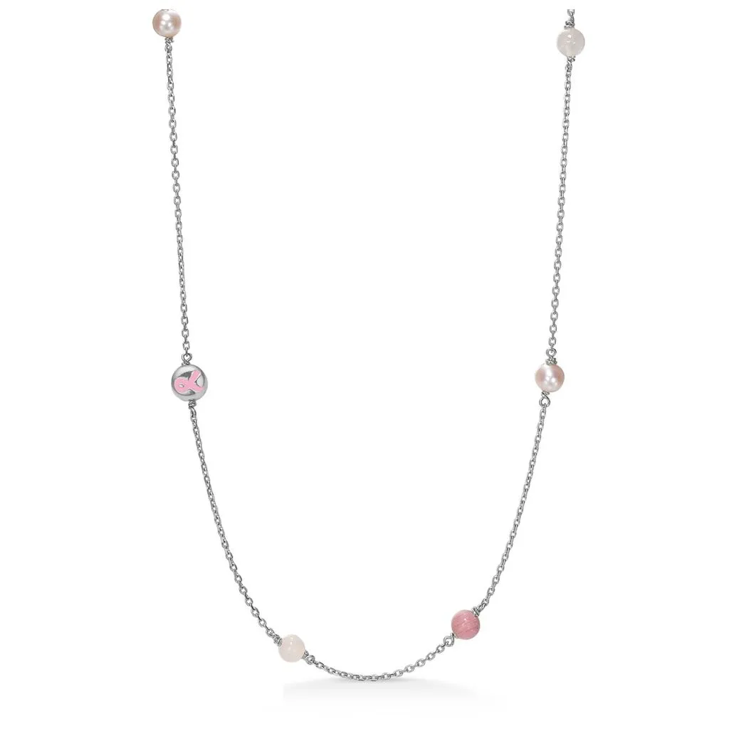 Mads Z Støt Brysterne halskæde 2126200 i sølv med rosa kvarts

