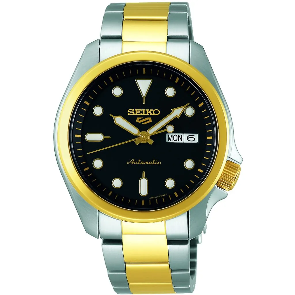 Seiko 5 Sports herreur SRPE60K1 med sort urskive og automatisk urværk

