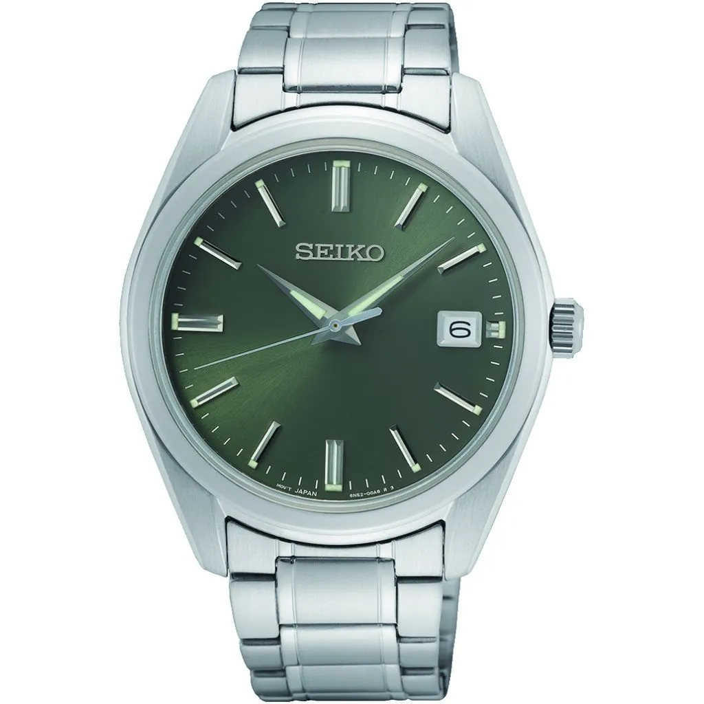 Seiko SUR527P1 klassisk kvarts herreur med grøn urskive og safirglas

