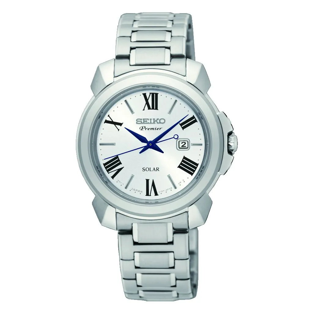 Seiko Premier Solar SUT321P1 dameur med sølv urskive og safirglas

