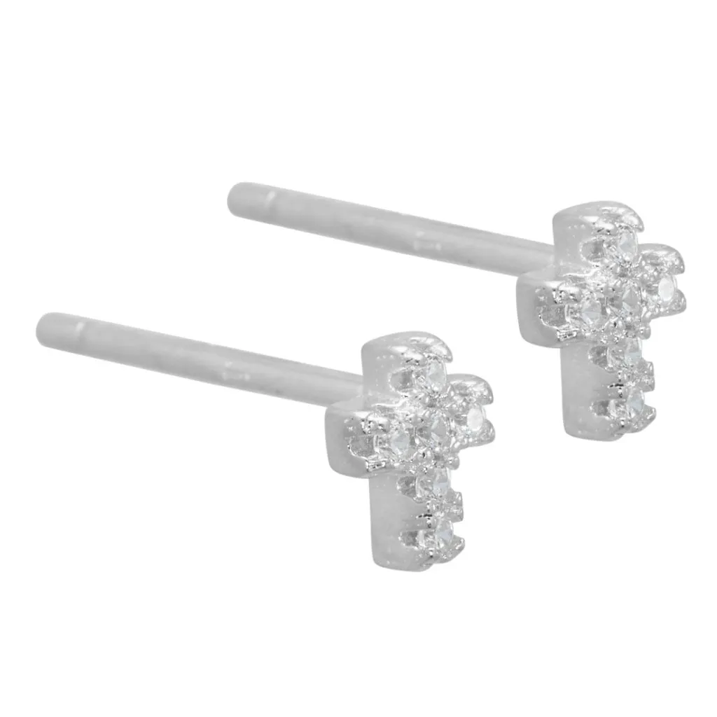 Aqua Dulce Cross ørestikker i sølv til kvinder