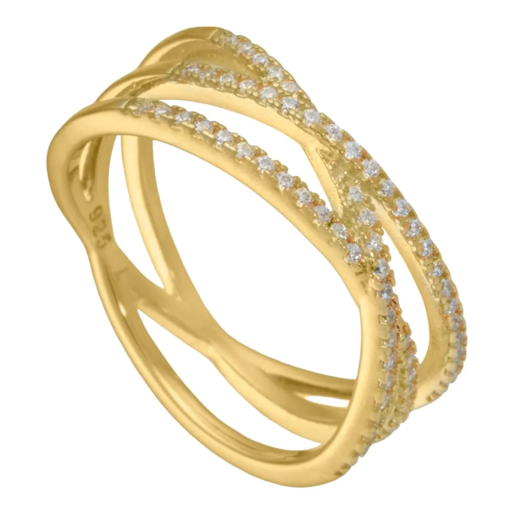 Aqua Dulce Daimi forgyldt sølvring med syntetisk zirconia sten