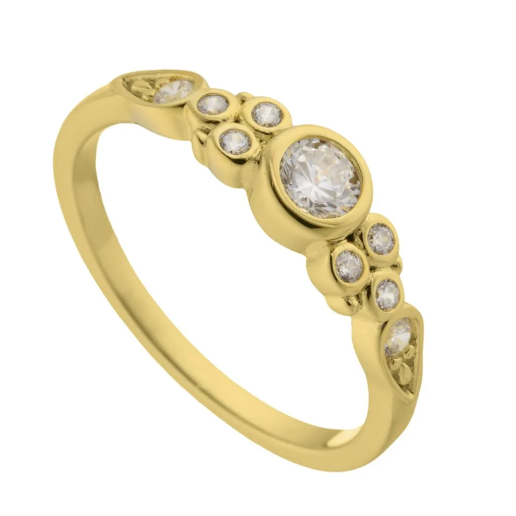 Aqua Dulce Lilja forgyldt sølvring med syntetisk zirconia – model 4374

