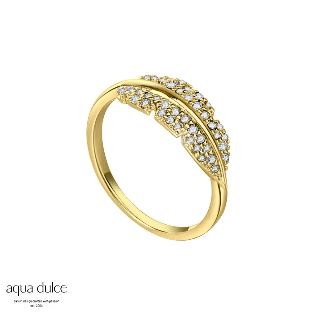 Aqua Dulce Flora forgyldt sølvring med syntetisk zirconia – model 4501