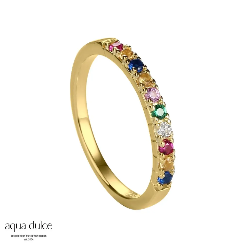 Aqua Dulce Olla forgyldt sølvring med zirconia – model 4667