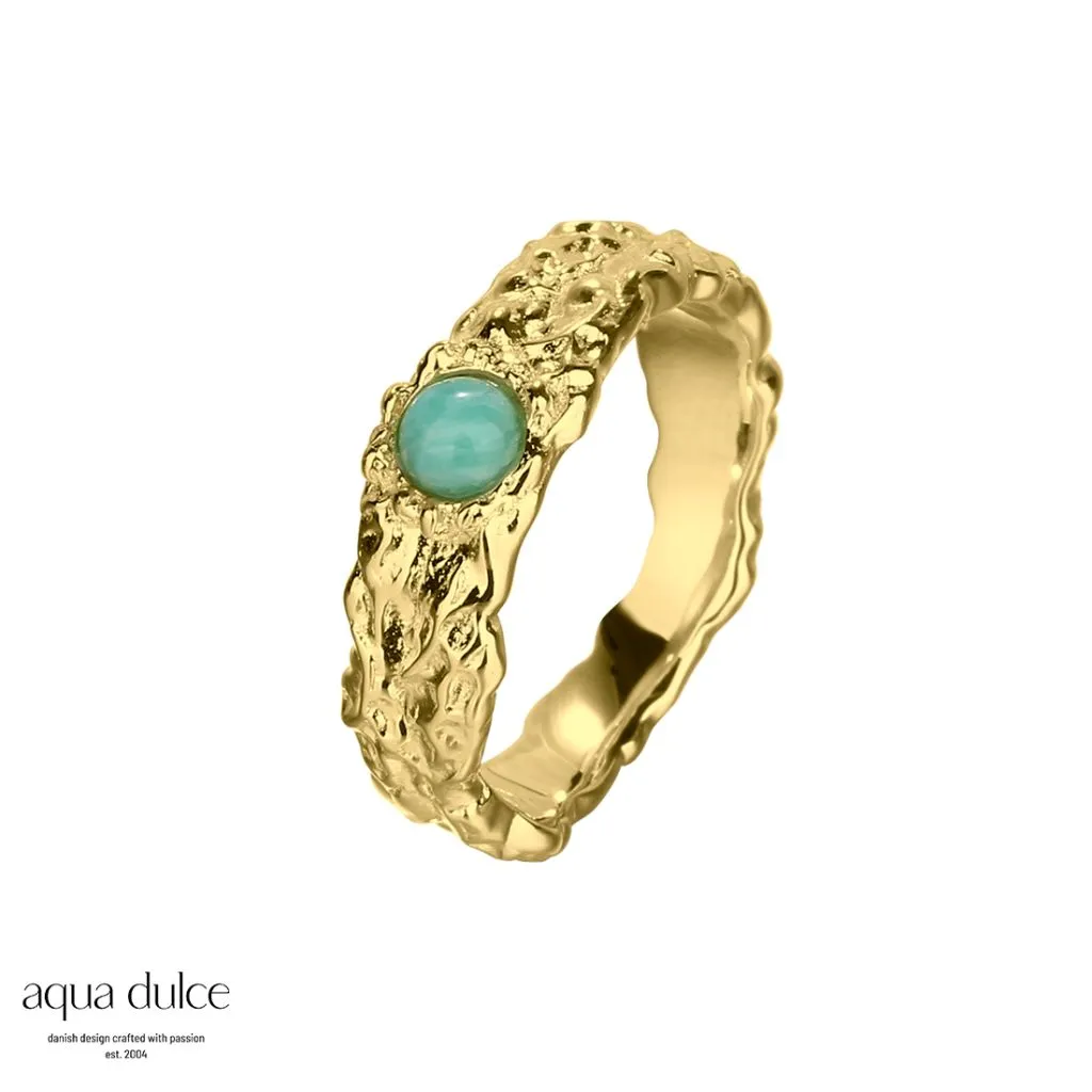 Aqua Dulce Amazonit Mila Gold ring i forgyldt sølv – model 4863

