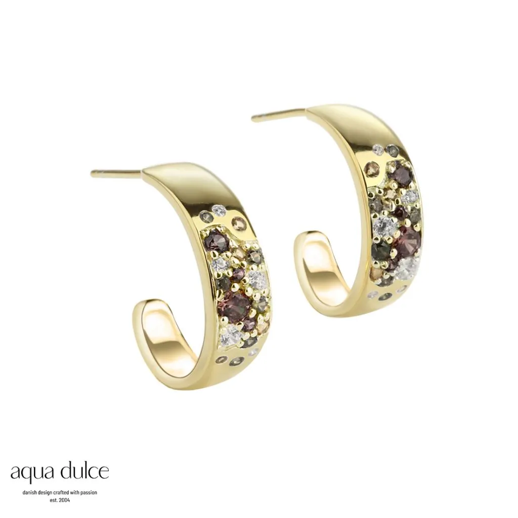 Aqua Dulce Olive Stardust Small øreringe i forgyldt sølv til kvinder

