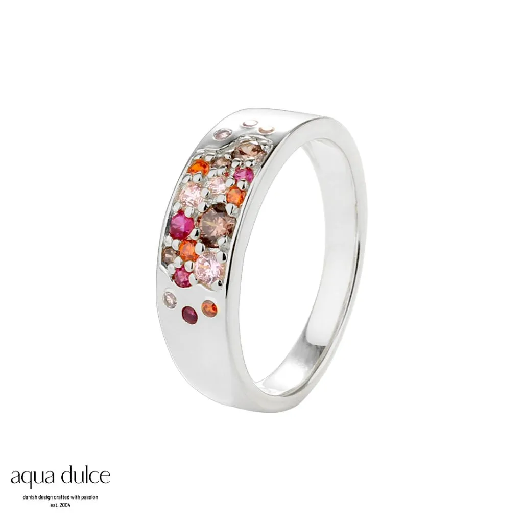 Sølv Aqua Dulce Pink Stardust ring med pink zirconia 5224