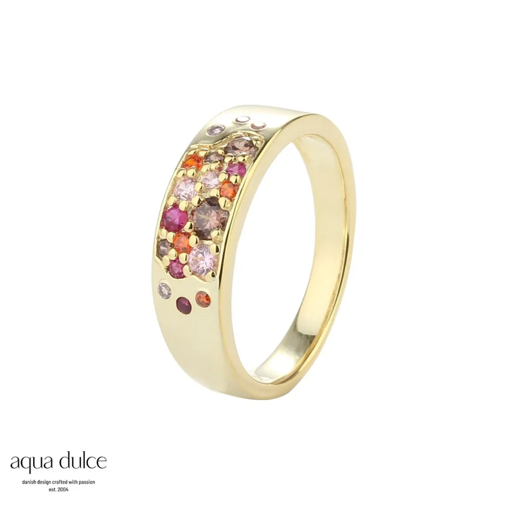 Forgyldt Aqua Dulce Pink Stardust ring med pink zirconia 5225