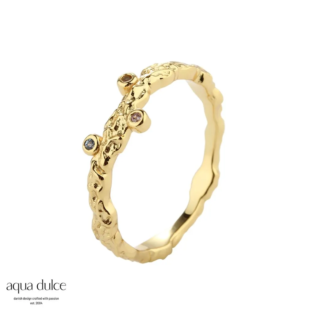Forgyldt Aqua Dulce Barbara ring med syntetisk zirconia 5293

