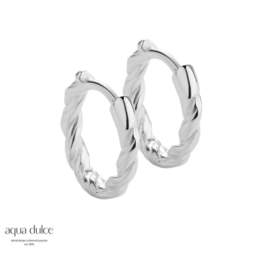 Aqua Dulce Curly Hoop Creoler Øreringe i Sølv - Model 5313

