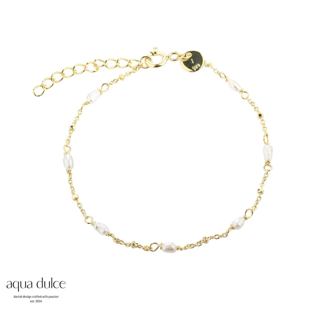 Aqua Dulce Rice Dot Single armbånd 5370 forgyldt sølv til kvinder