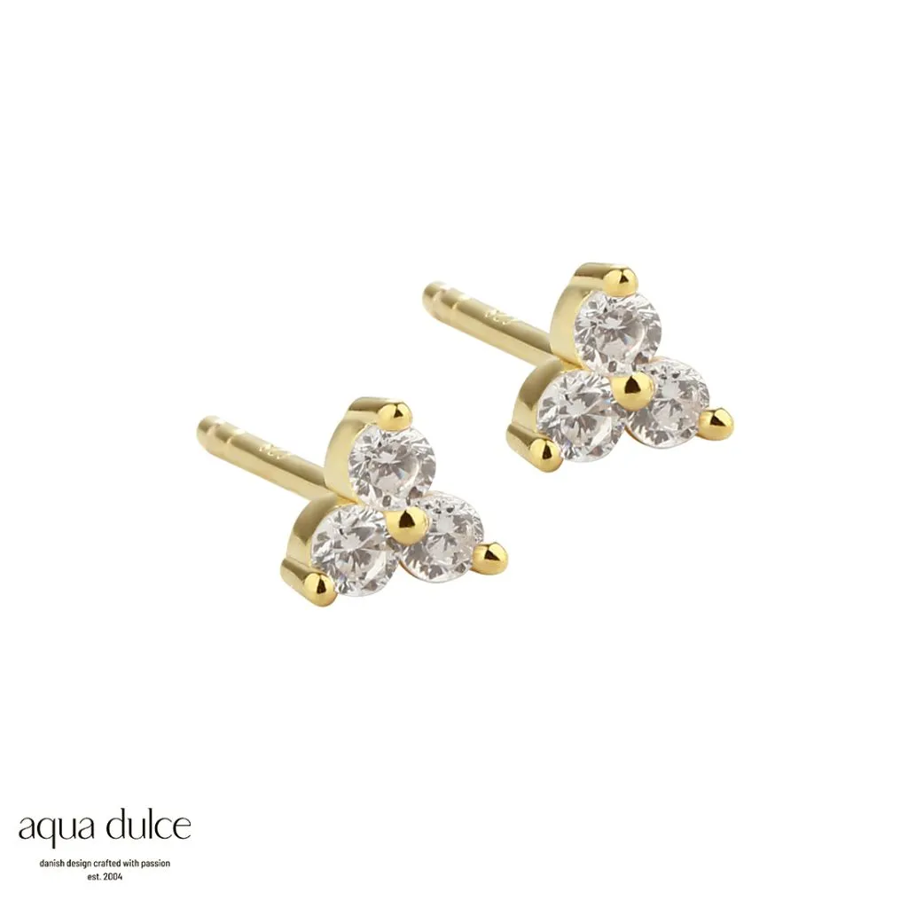 Aqua Dulce Gunnva White øreringe i sølv og forgyldt design

