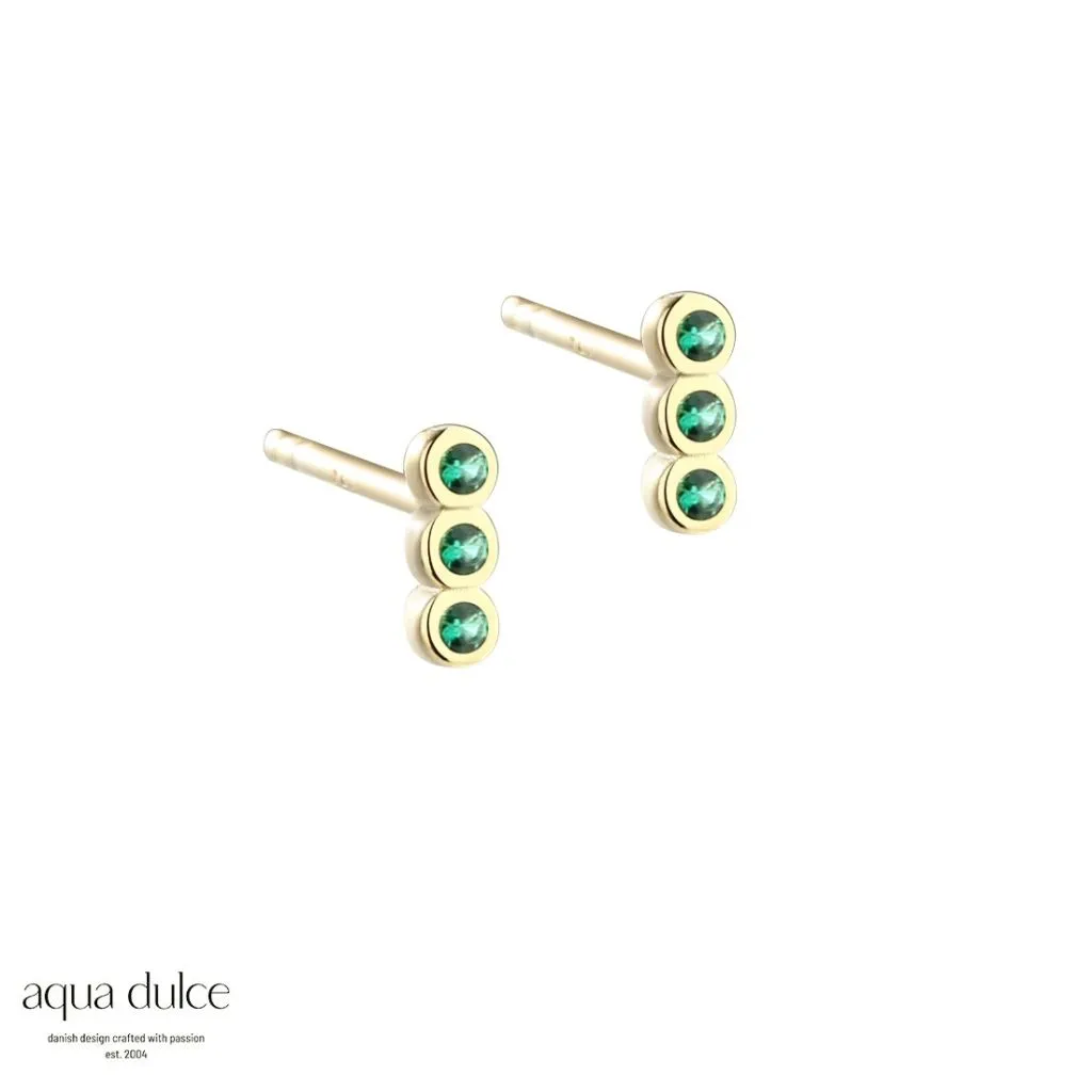 Aqua Dulce Petite Green Øreringe i Sølv og Forgyldt – Model 5430

