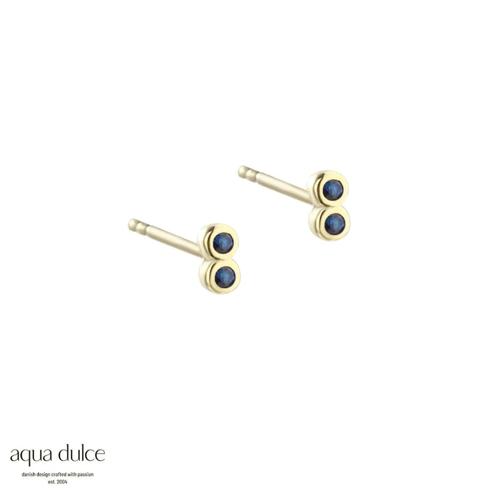 Aqua Dulce Tiny Blue Øreringe i Sølv og Forgyldt – Model 5440

