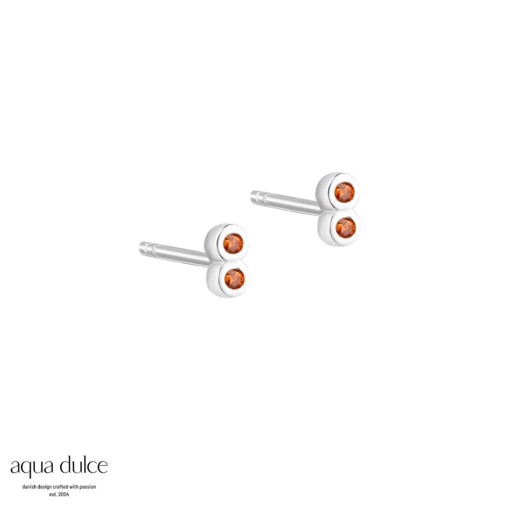 Aqua Dulce Tiny Orange Øreringe i Sølv - Model 5441


