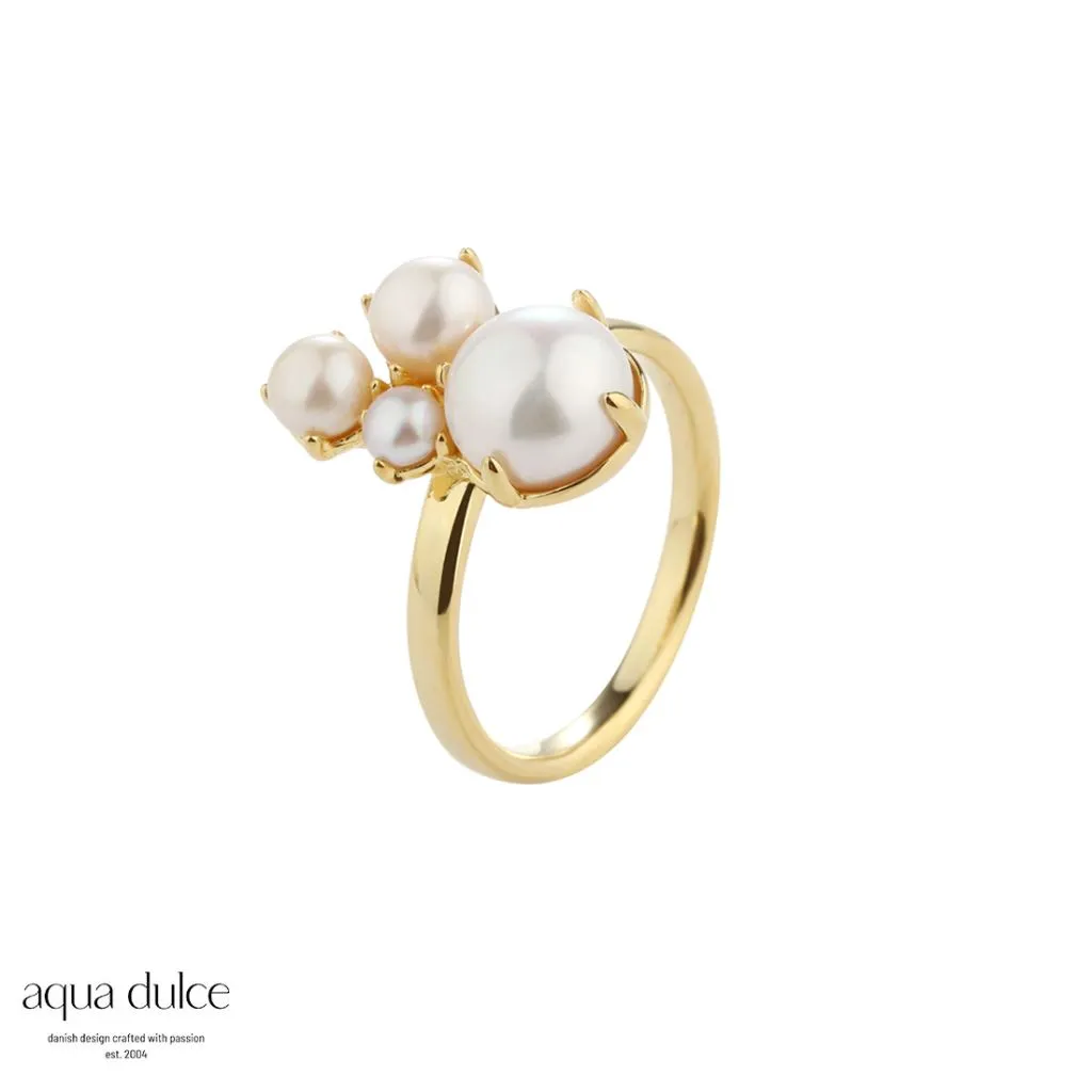 Aqua Dulce Bubbels Ring - 5466 sølv og forgyldt ring med hvid sten