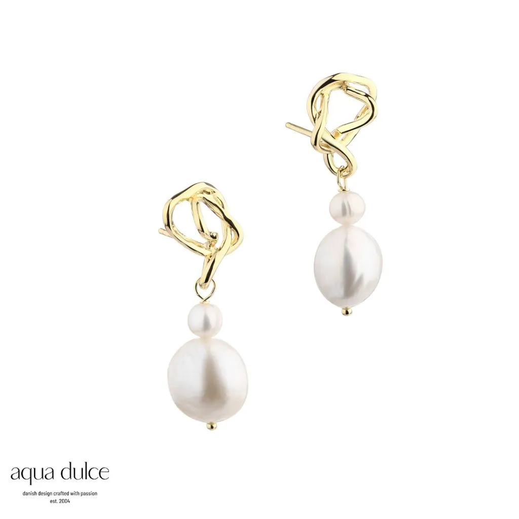 Aqua Dulce Curly Tina Ørestikker i Forgyldt Sølv – Model 5527