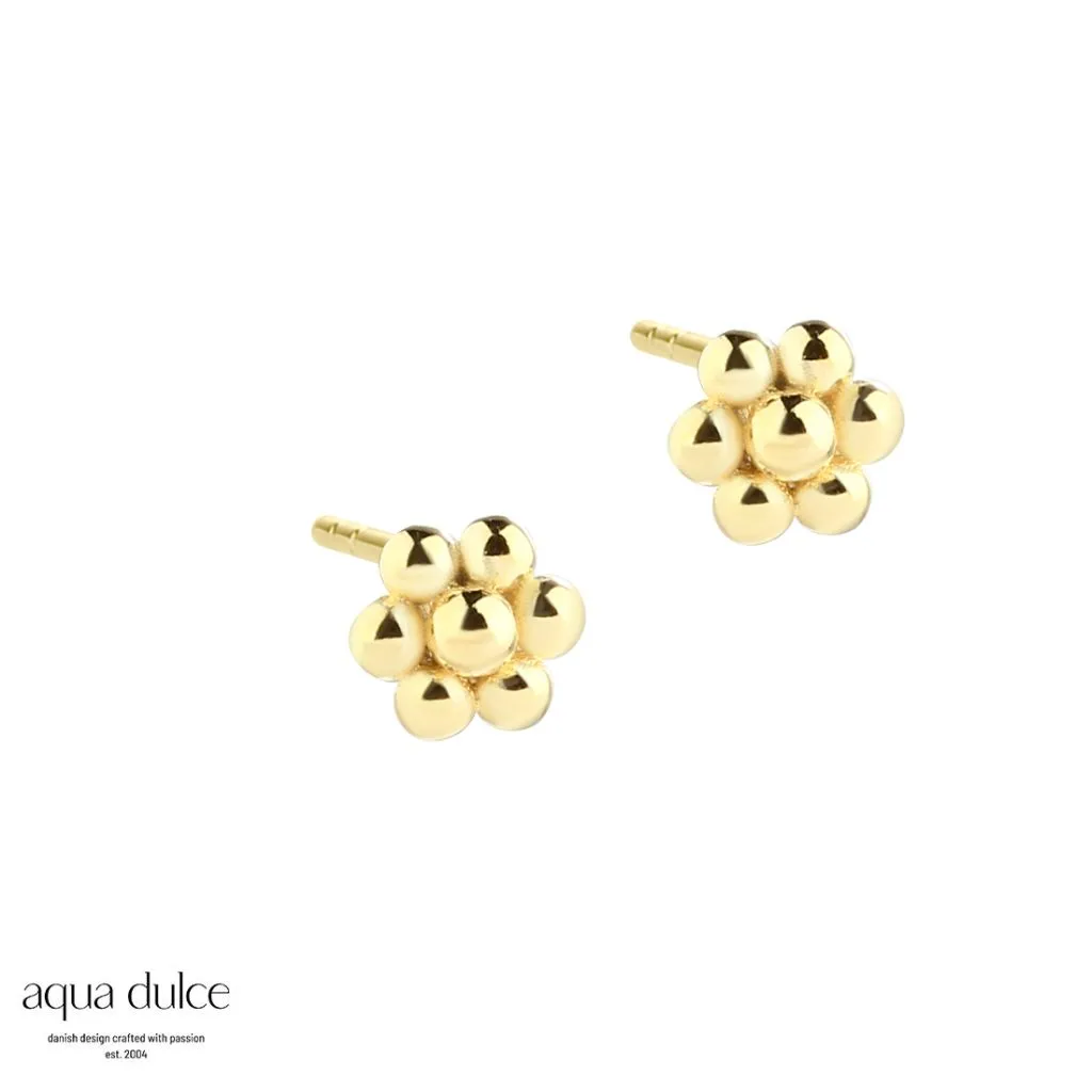 Aqua Dulce MINI LOTS OF FLOWERS ørestikker i forgyldt sølv

