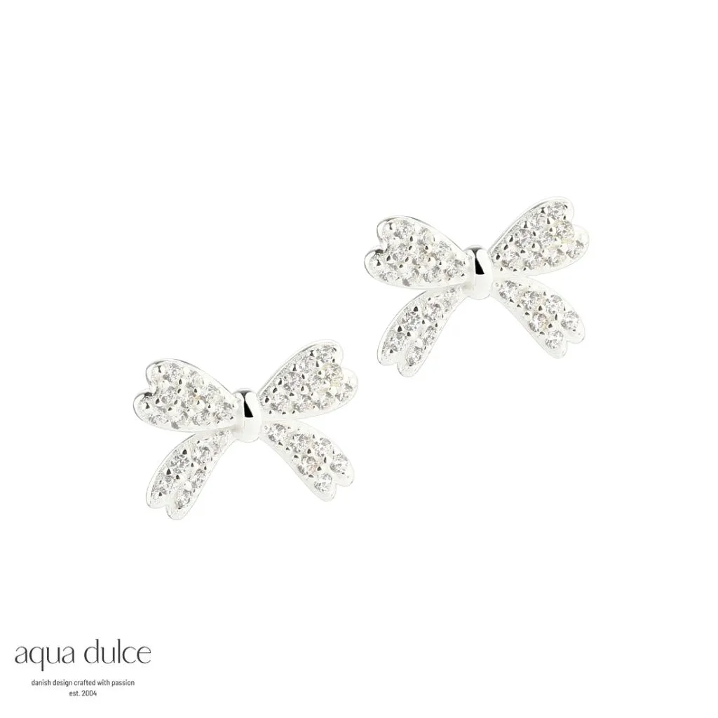 Aqua Dulce Big Darling Bow 14mm sølv ørestikker til kvinder

