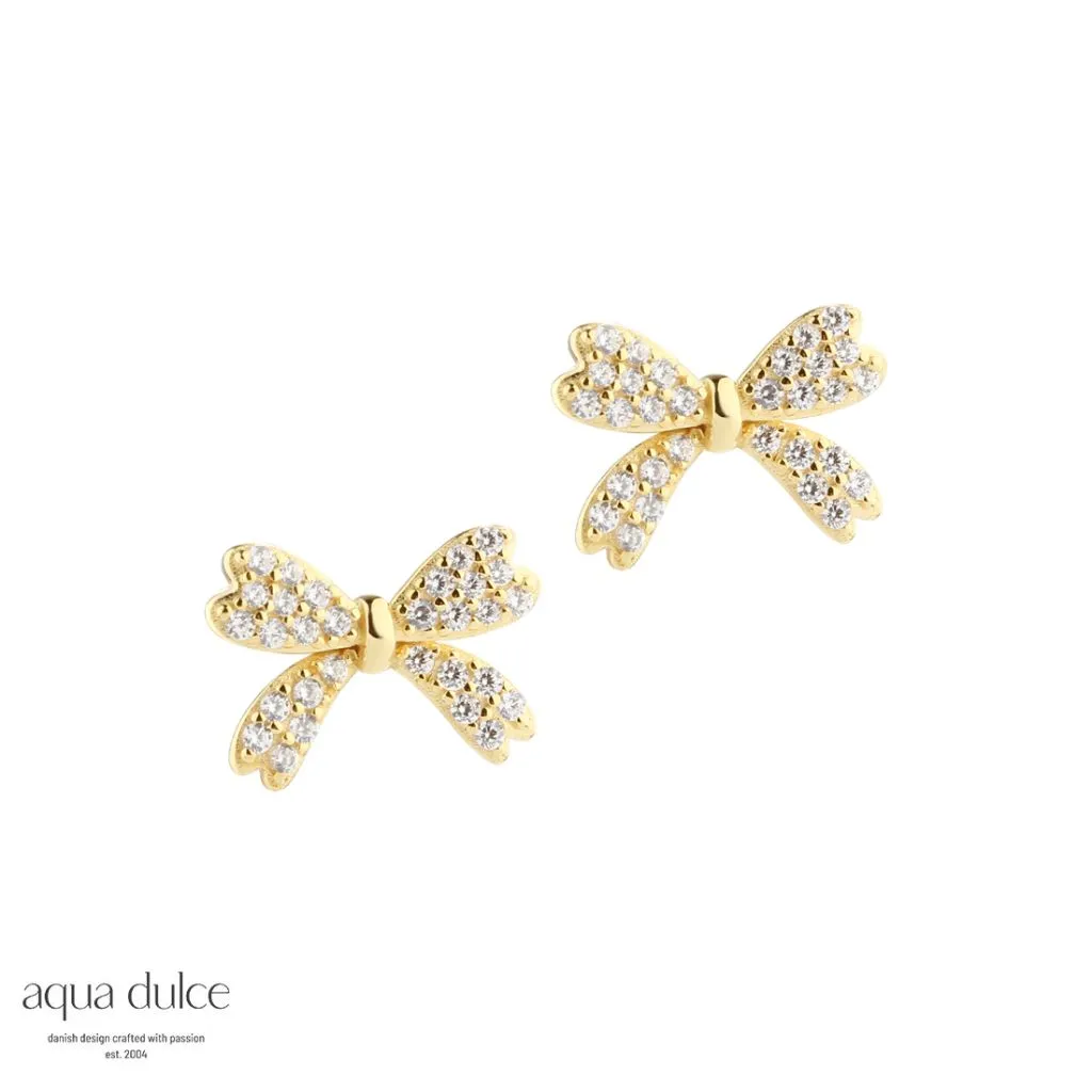 Aqua Dulce Big Darling Bow Ørestikker 14 MM Forgyldt Sølv

