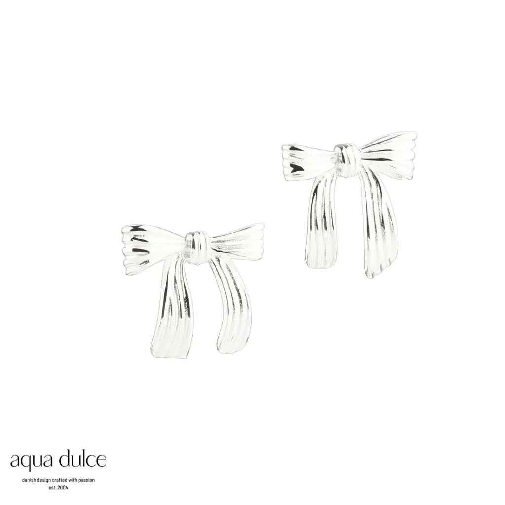 Aqua Dulce Pretty Bow 15mm sølv ørestikker til kvinder
