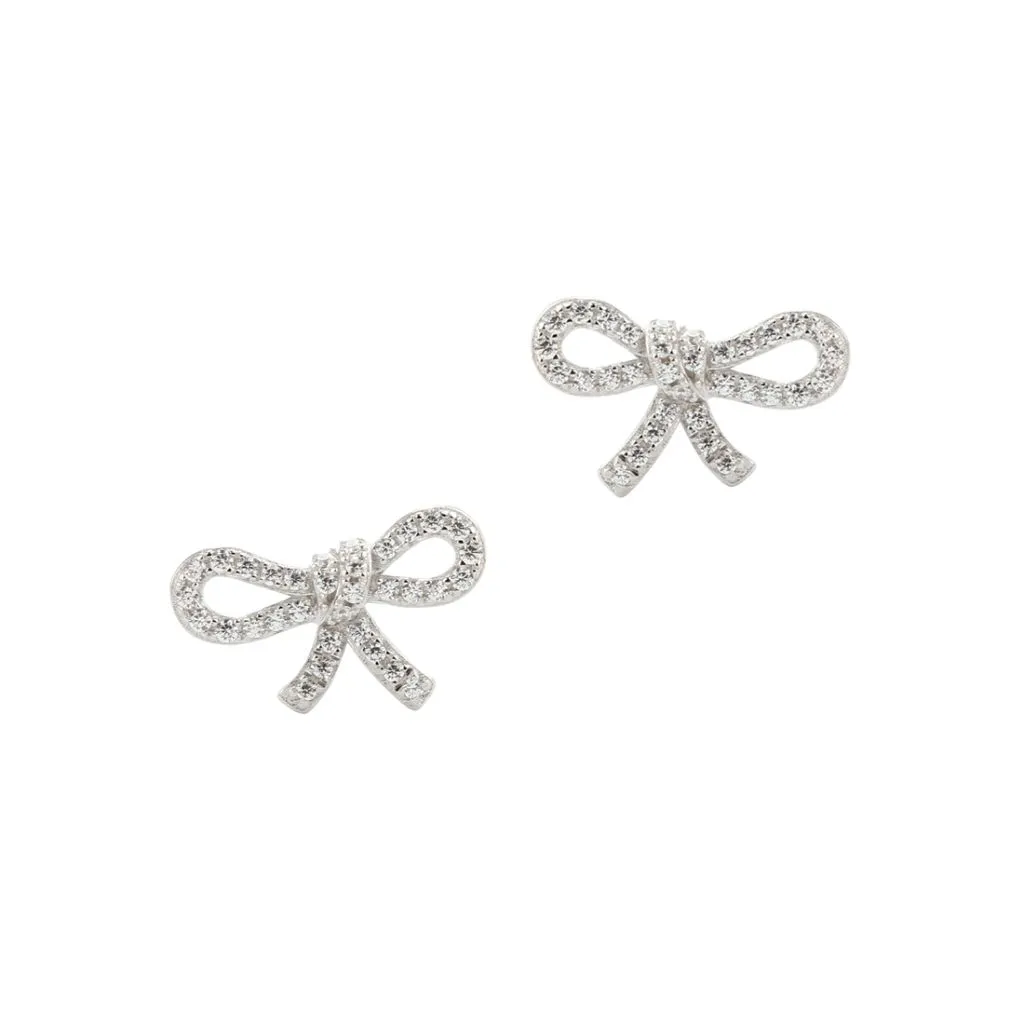 Aqua Dulce Bow Tie sølv ørestikker til kvinder

