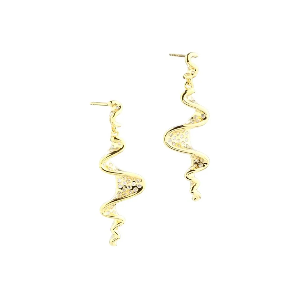 Aqua Dulce Rhumba Darling Long sølv forgyldt øreringe til kvinder