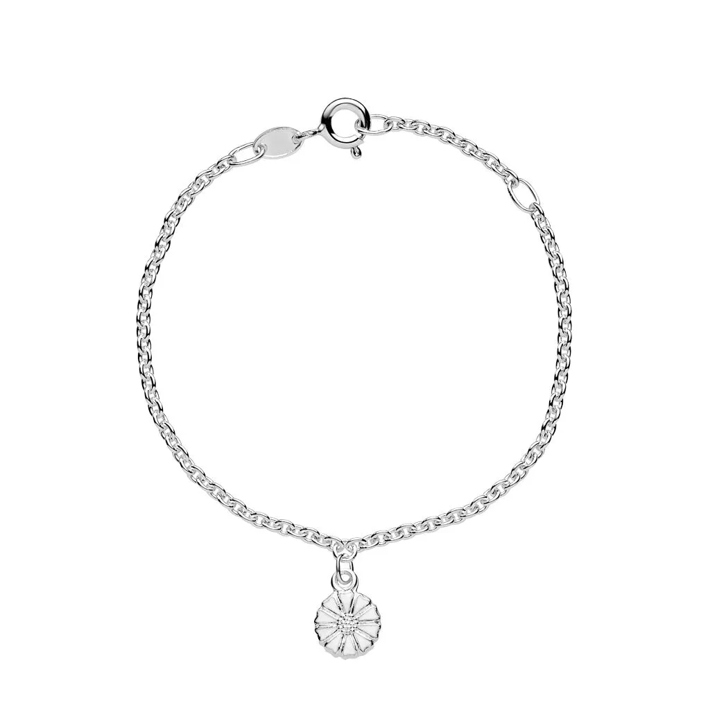 Lund Copenhagen Marguerit armbånd i 925 sølv med hvid emalje