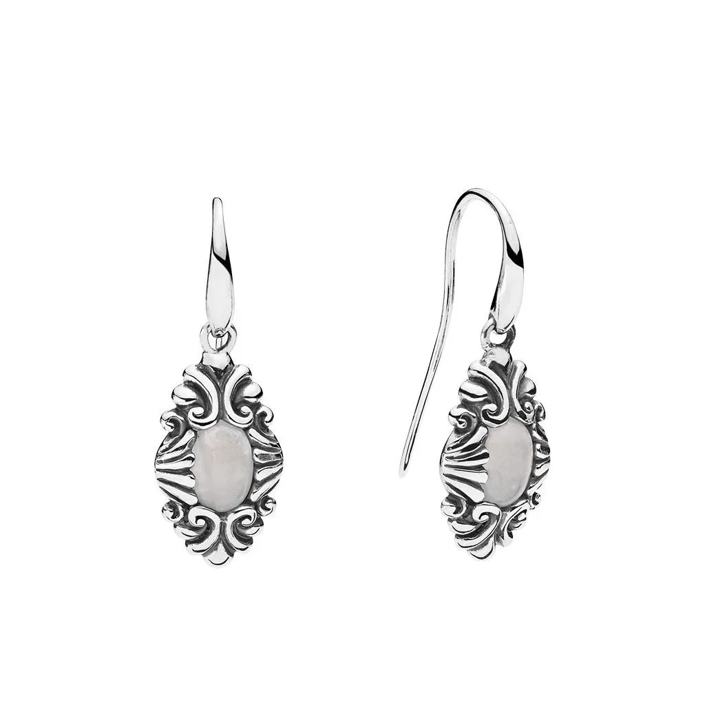 Lund Copenhagen Ørehænger Rosakvarts Oxideret Sølv 925