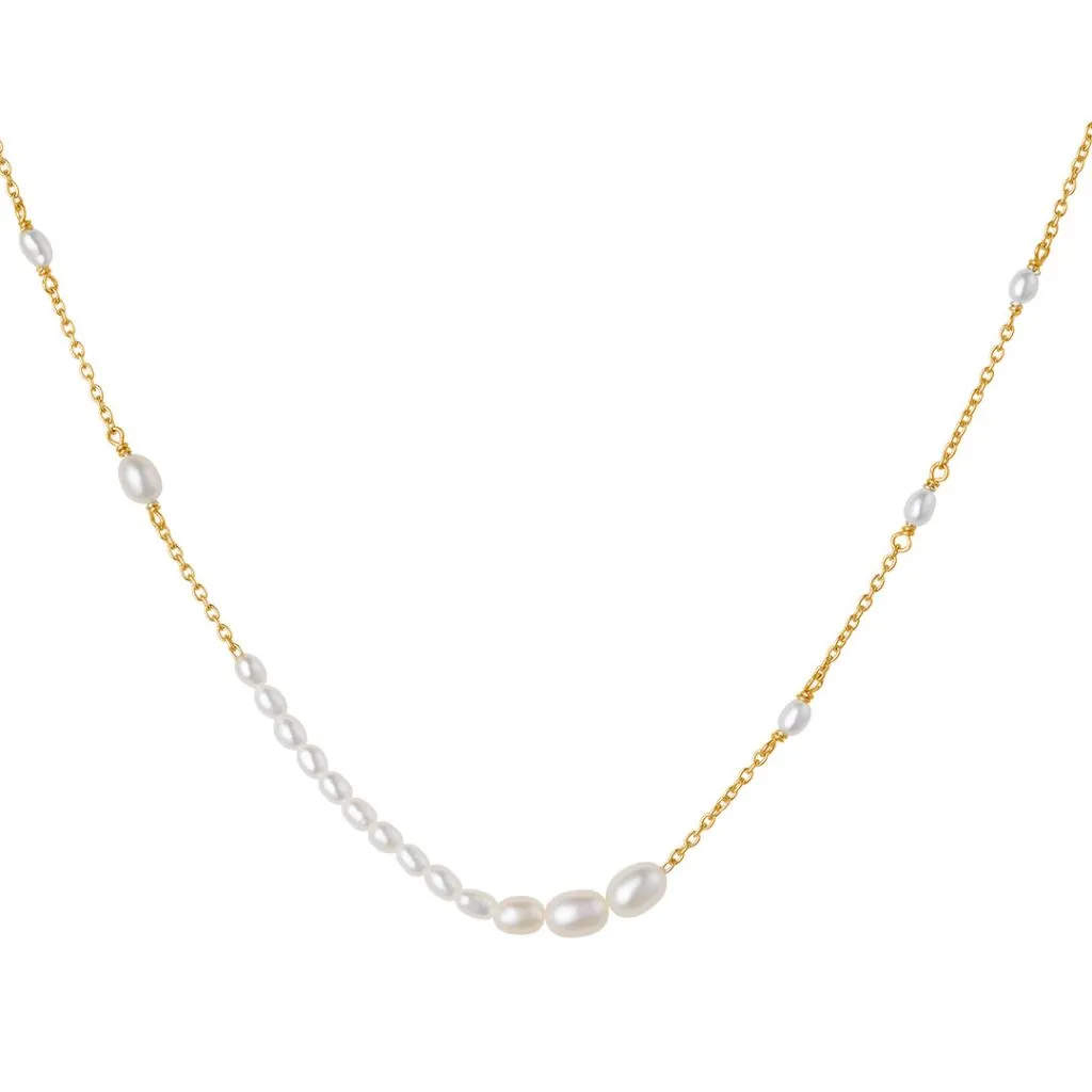 Forgyldt ByBiehl Aura Halskæde med perle