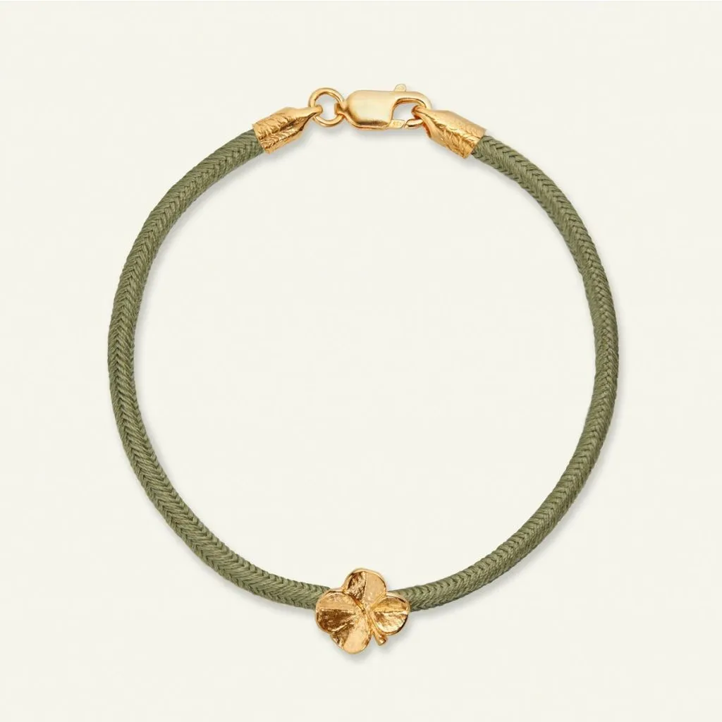 Flora Danica - Firkløver Silke Oliven - Armbånd - FLC-silk-olive-16-G