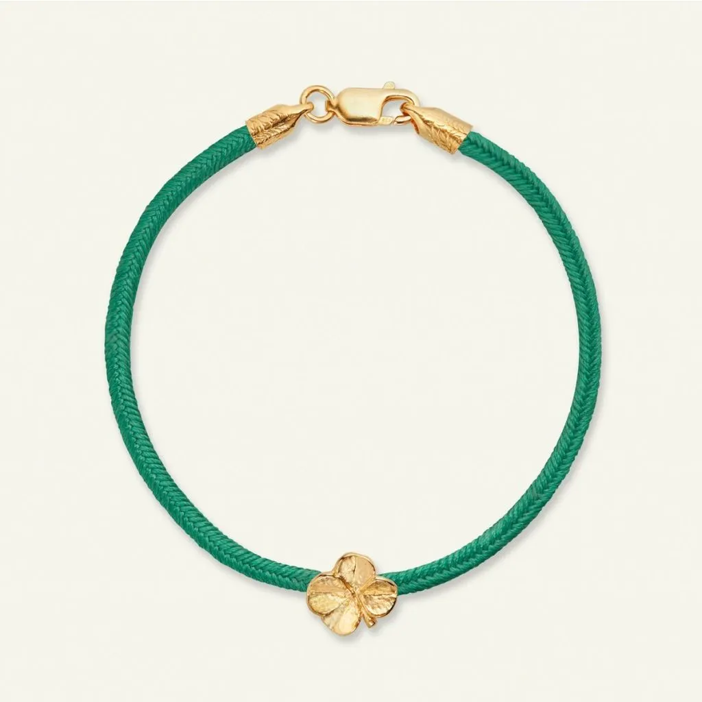 Flora Danica - Firkløver Silke Mørkegrøn - Armbånd - FLC-silk-darkgreen-18-G