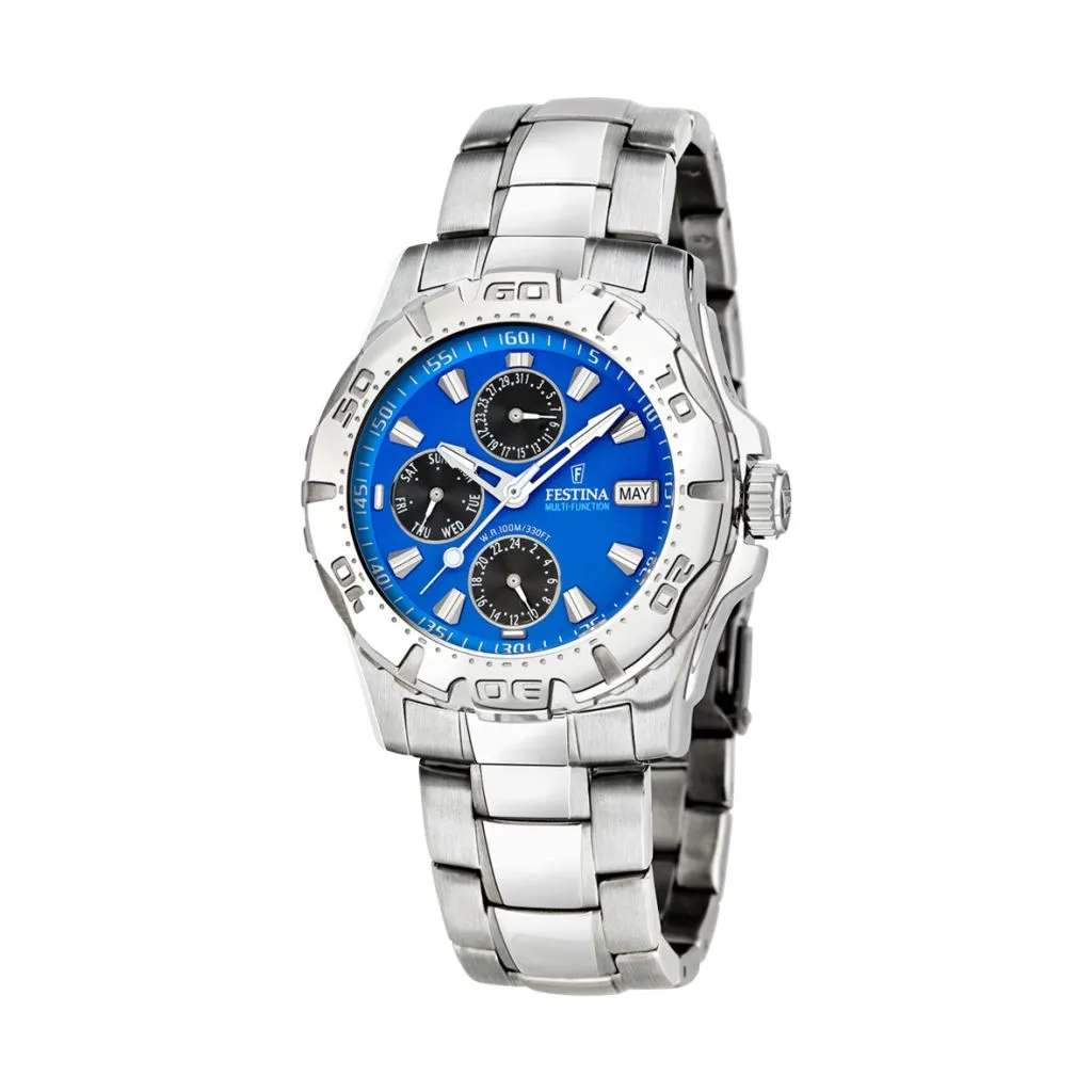 Festina Multifunction herreur 16242/4 med blå urskive og quartz urværk
