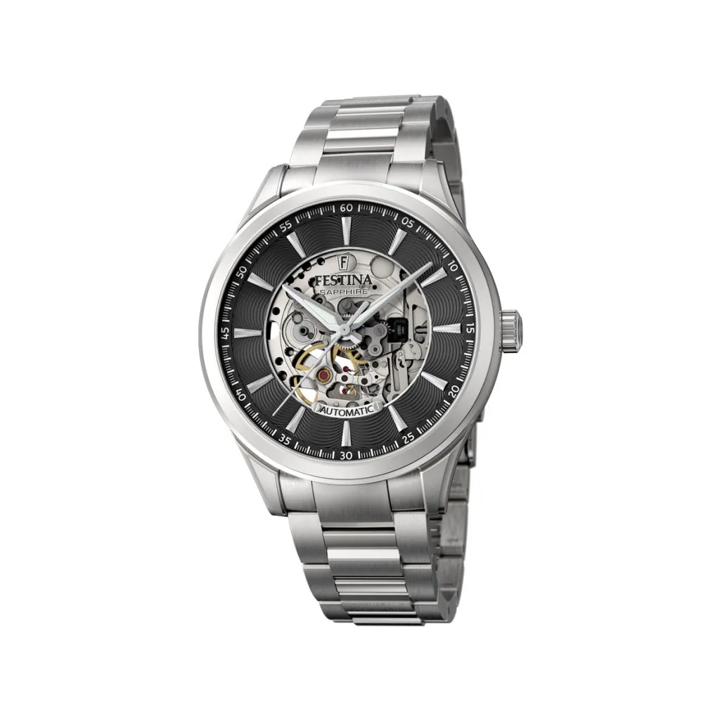 Festina 20536/4 Skeleton herre ur med sort urskive og safirglas
