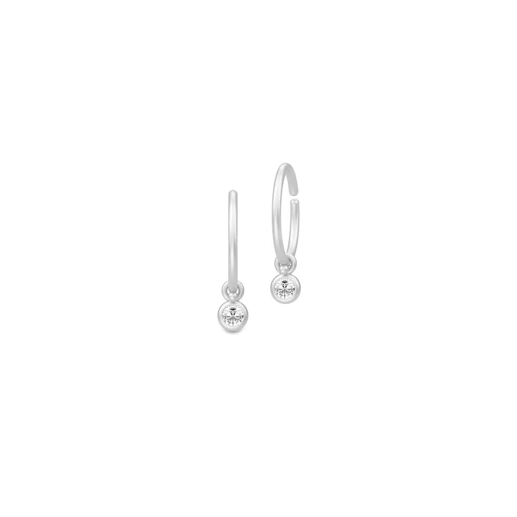 Julie Sandlau Finesse Mini Hoops Øreringe - Rhodium
