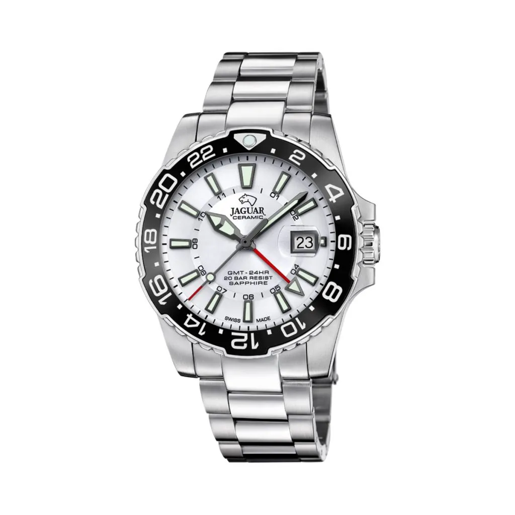 Jaguar GMT Diver J1011/1 herreur med hvid urskive og safirglas

