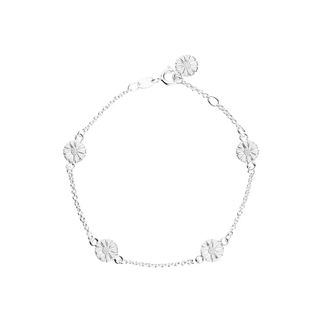 Lund Copenhagen Marguerit armbånd 5x7,5mm med hvid emalje
