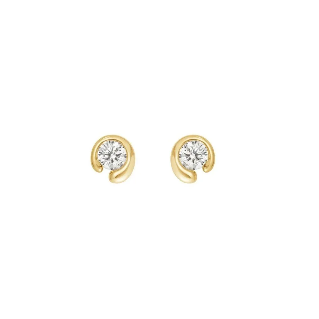 Georg Jensen Mercy Solitaire Earring 1636C YG Diamond 0.10 CT
