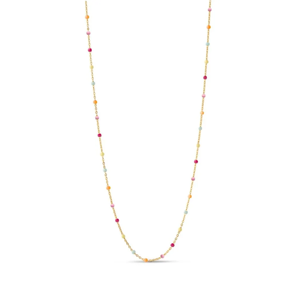 Enamel Lola Halskæde N55G Rainbow – Forgyldt Sølvsmykke


