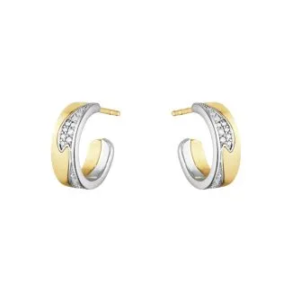 Georg Jensen - FUSION SMALL EARHOOP 1637A YG WG PAVÉ 0.18 CT - 10016433