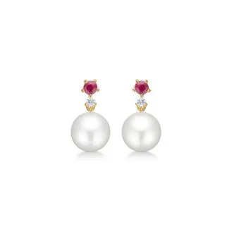 Mads Z Pink Felicity øreringe i guld med rubin

