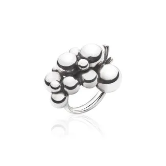 Georg Jensen Moonlight Grapes Stor Ring i Sølv - Elegant design

