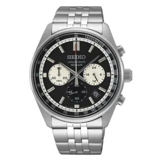 Seiko Chronograph SSB429P1 herre ur med quartz urværk og sort urskive

