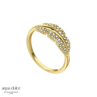 Aqua Dulce Flora forgyldt sølvring med syntetisk zirconia – model 4501