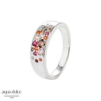 Sølv Aqua Dulce Pink Stardust ring med pink zirconia 5224